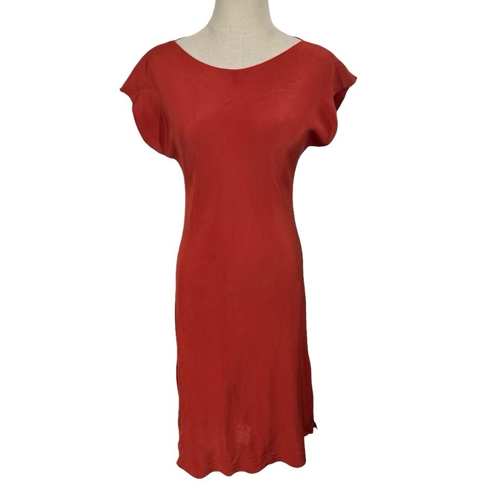 PETER COHEN 100% Silk Midi Slip Dress in Rust PLEASE READ